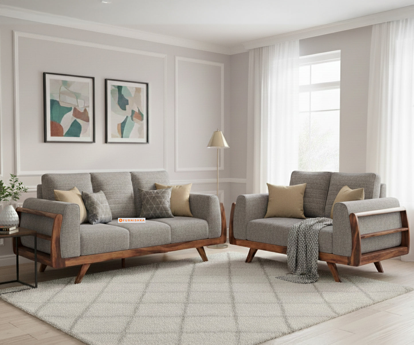 Amaari 3+2 Sofa Set Seater Trout Grey