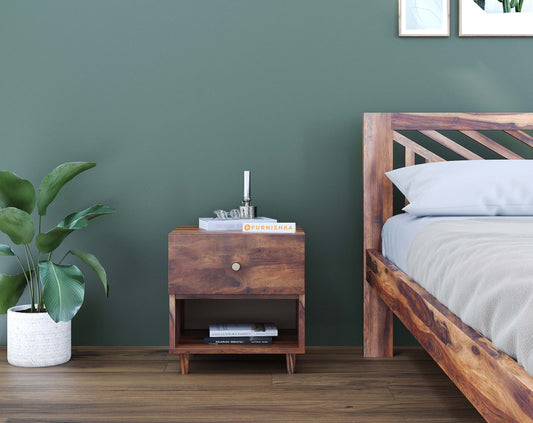 OG Upper Drawer Bedside Table In Sheesham - Yoho - Furnishka 