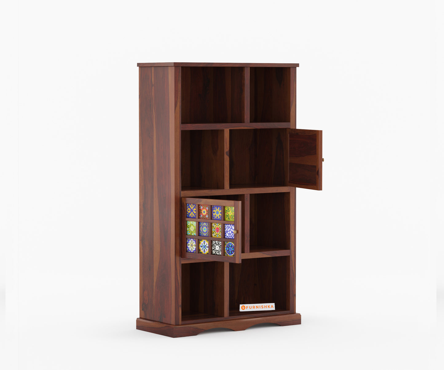 Colombee Sheesham Wood Two Drawer Book Shelf