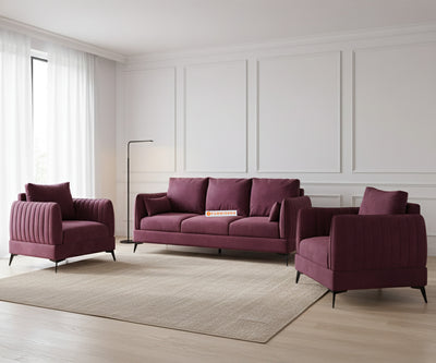 Corbida 3+1+1 Seater Sofa Set Red Wine