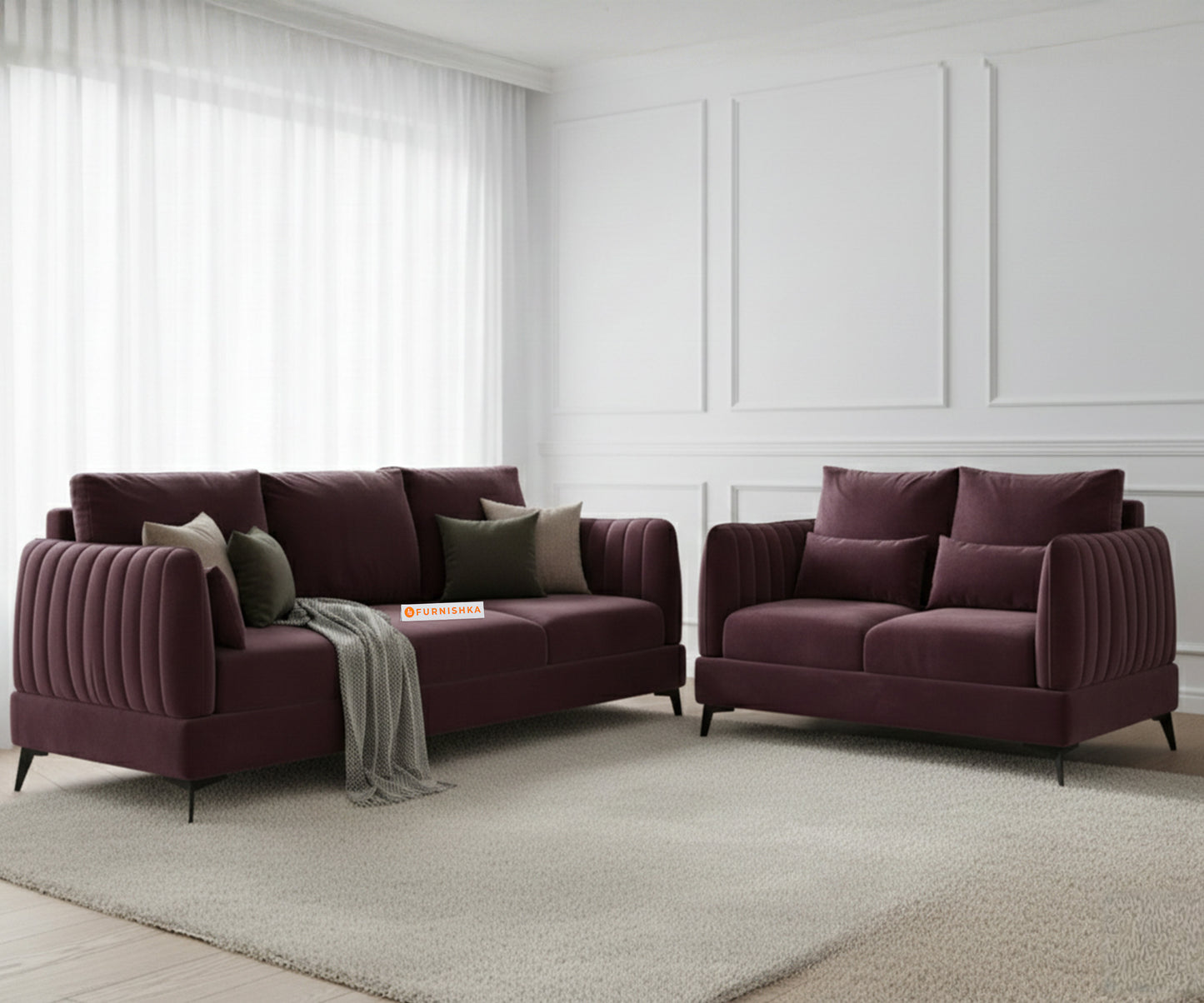 Corbida 3+2 Seater Sofa Set - Red Wine