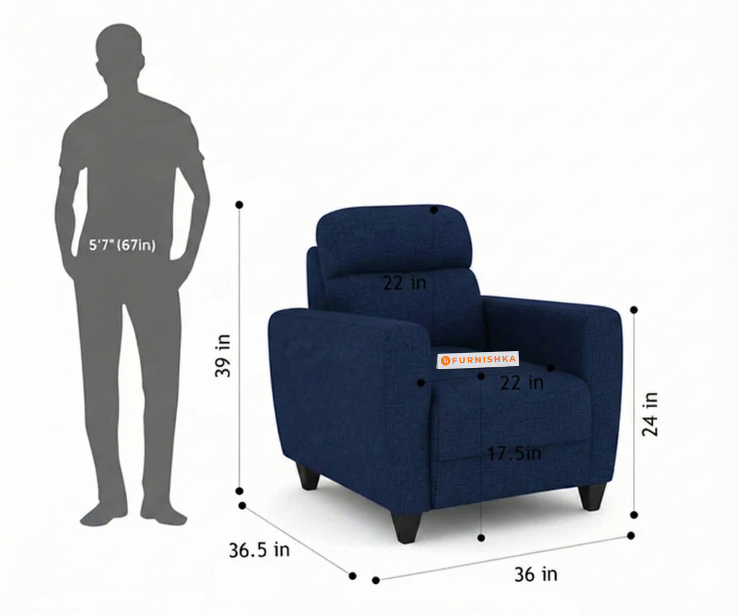 Daina 1 Seater Sofa Persian Blue