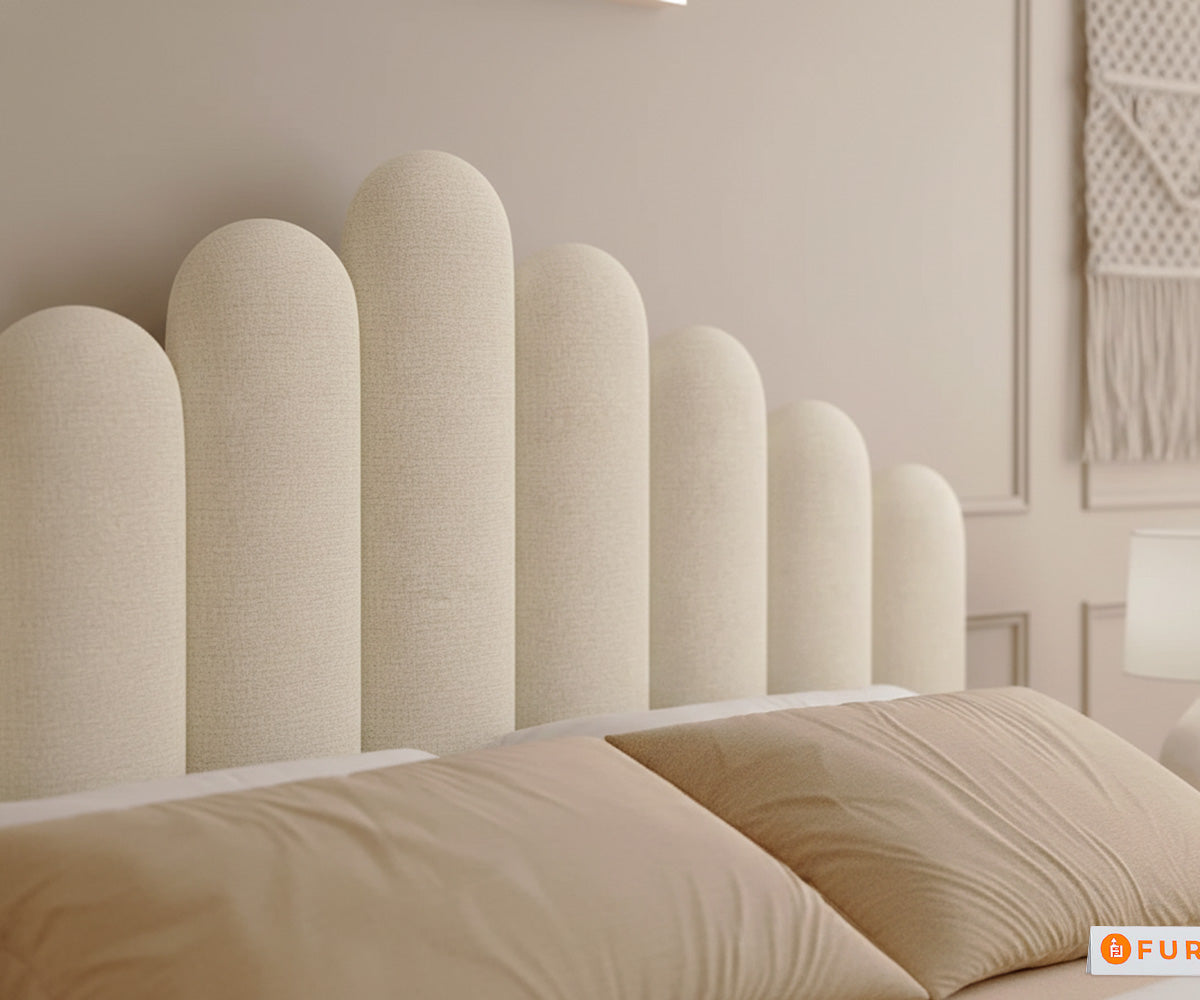 Dora Real Teak wood Hydraulic Bed King Size - Light Beige