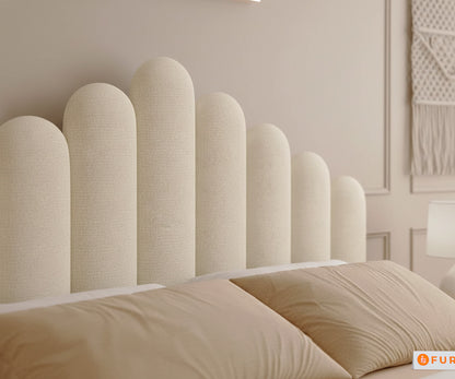 Dora Real Teak wood Hydraulic Bed King Size - Light Beige