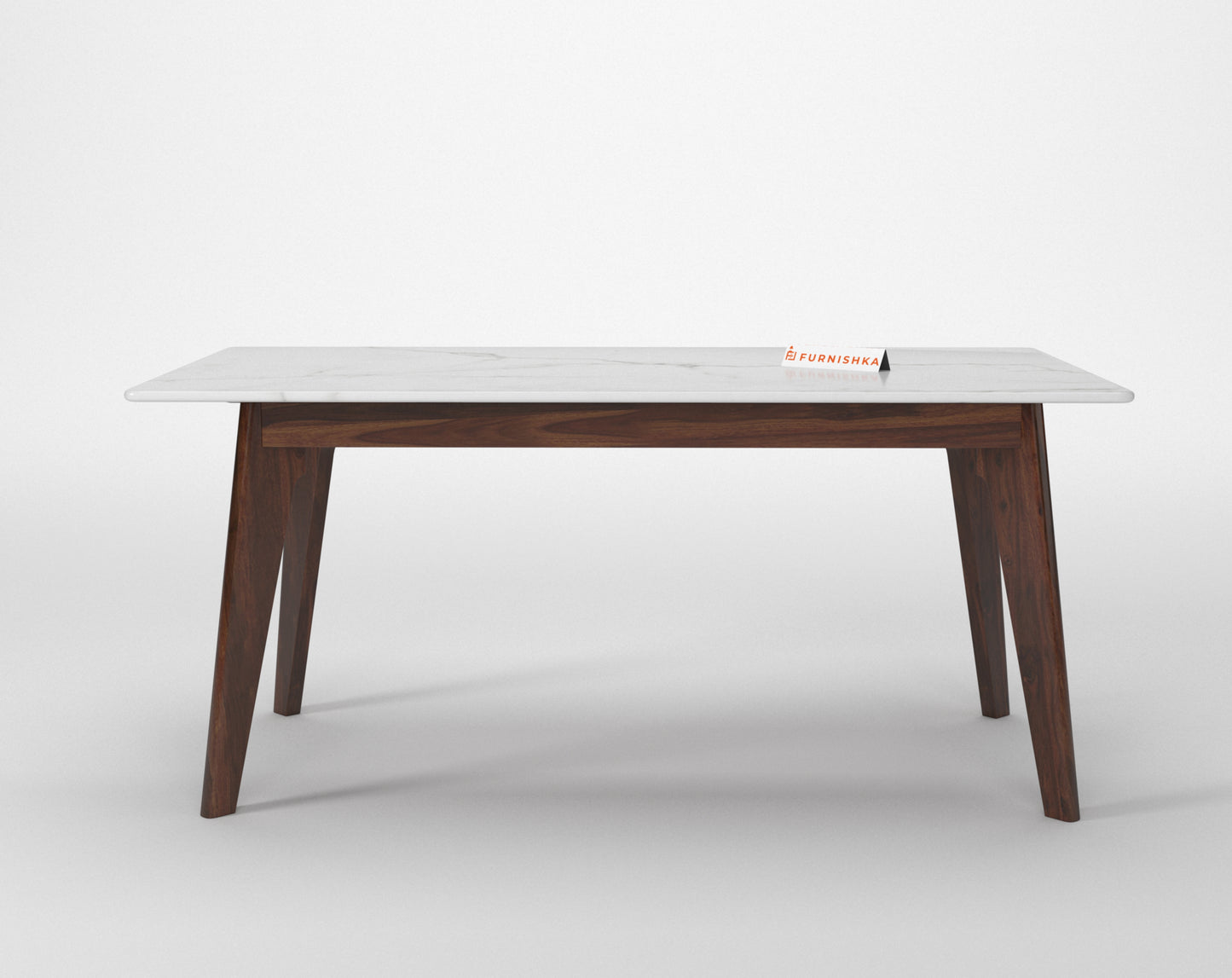 Vedh(Agar) Dining Table with White Engineered Marble Top - 6 Seater