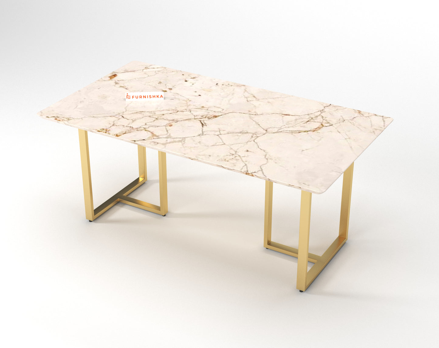 TUSCANY Compact Dining Table with ROSALIA GOLD sandwich Engineering Marble Top - 6 Seater