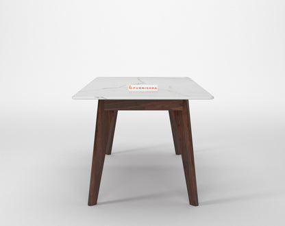Vedh(Agar) Dining Table with White Engineered Marble Top - 4 Seater