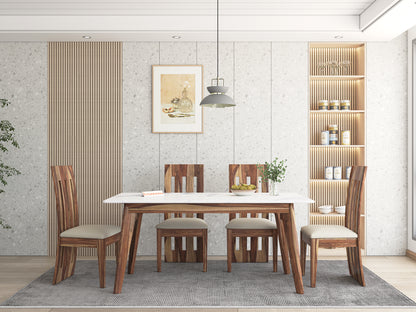 Vedh(Agar) Compact Indian Marble Top 6 Seater Dining Table