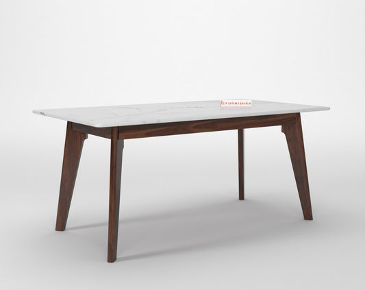 Vedh(Agar) Dining Table with White Engineered Marble Top - 4 Seater
