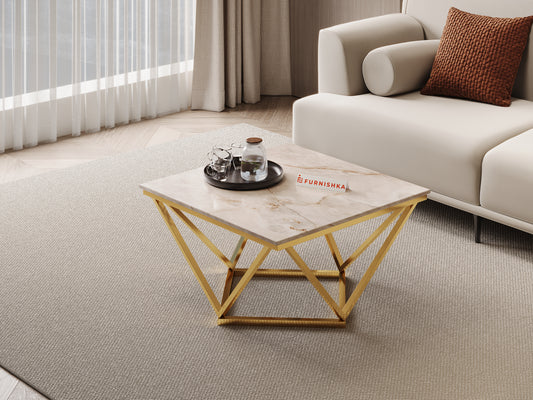 Solaia Coffee Table with Australian Onyx Top in Gold finish
