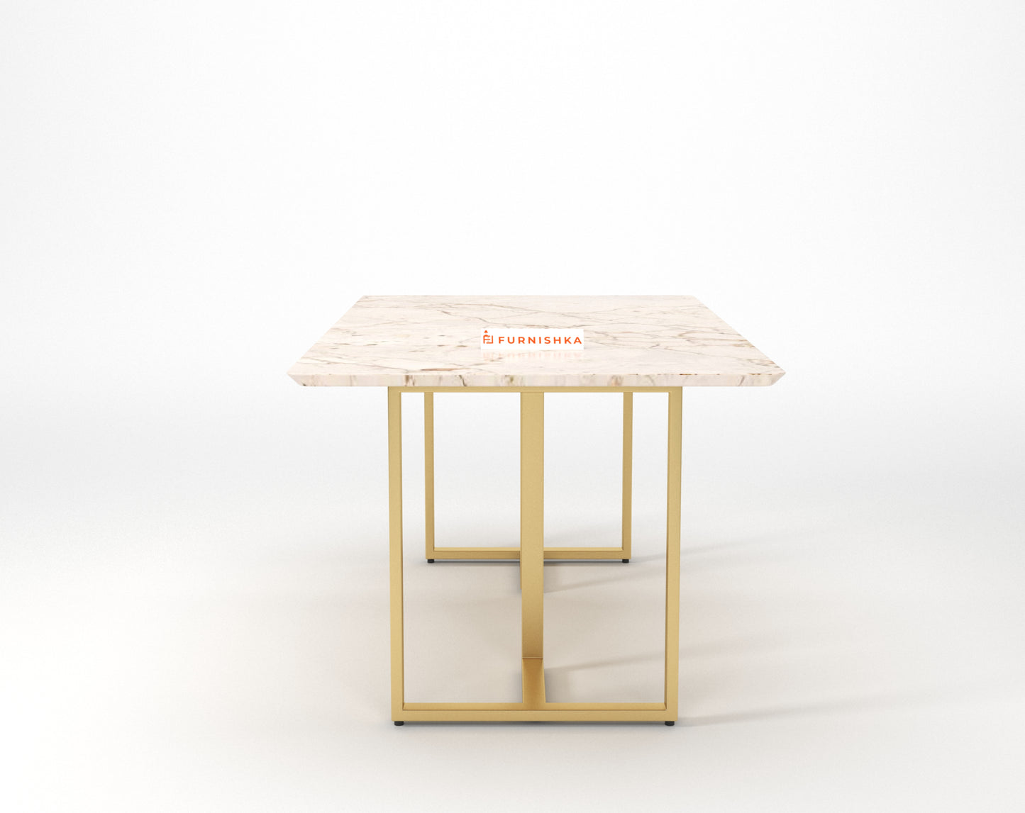 TUSCANY Compact Dining Table with ROSALIA GOLD sandwich Engineering Marble Top - 6 Seater