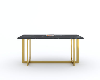 Rodano Dining Table with Black Engineered Marble Top - 6 Seater