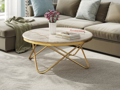 Clos Coffee Table with Australian Onyx Top in Gold finish
