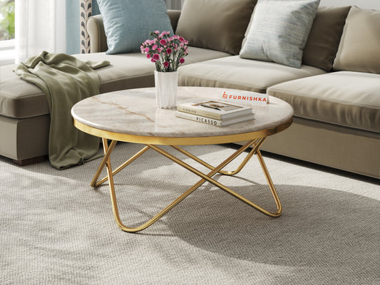 Clos Coffee Table with Australian Onyx Top in Gold finish