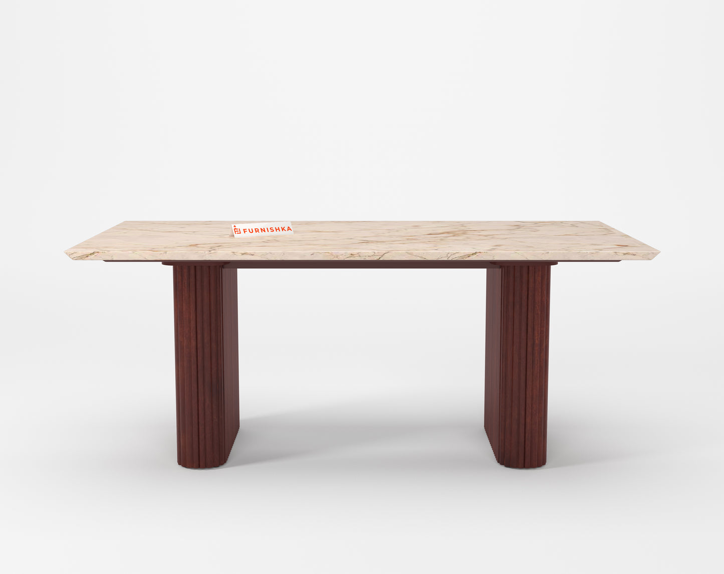 Swaarno Dining Table with ROSALIA GOLD sandwich Engineering Marble Top 4 Seater in  Dark Walnut Finish