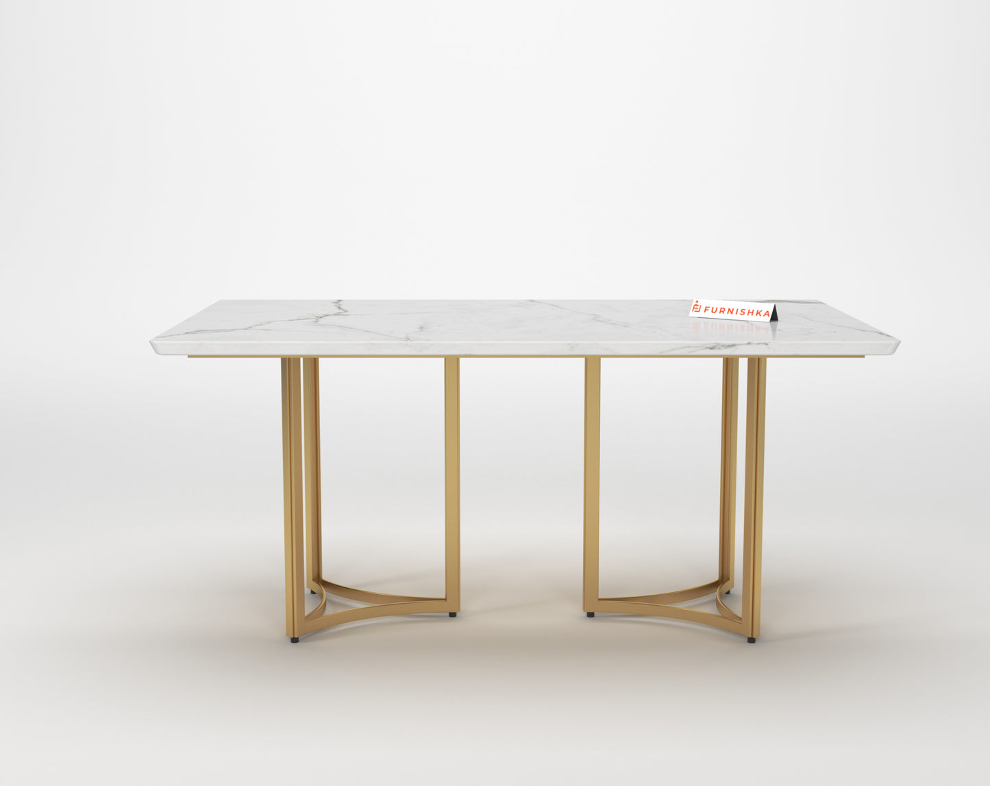 Nexus Dining Table with White Engineered Marble Top - 6 Seater