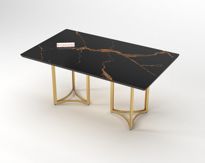 Nexus 4 Seater Dining Sets with Black Engineered Marble Top