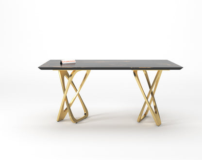 Dolce 6 Seater Dining Sets with Black Engineered Marble Top