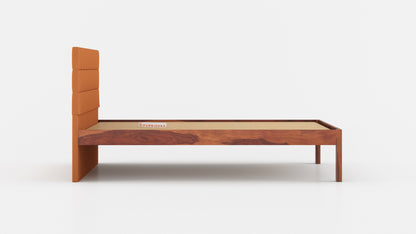 Irene Sheesham Wood bed with Upholstered headboard Non Storage Queen Size