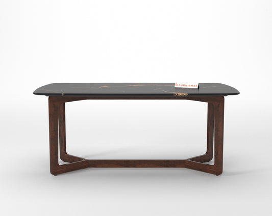 Vetra Dining Table with Black Engineered Marble Top - 4 Seater