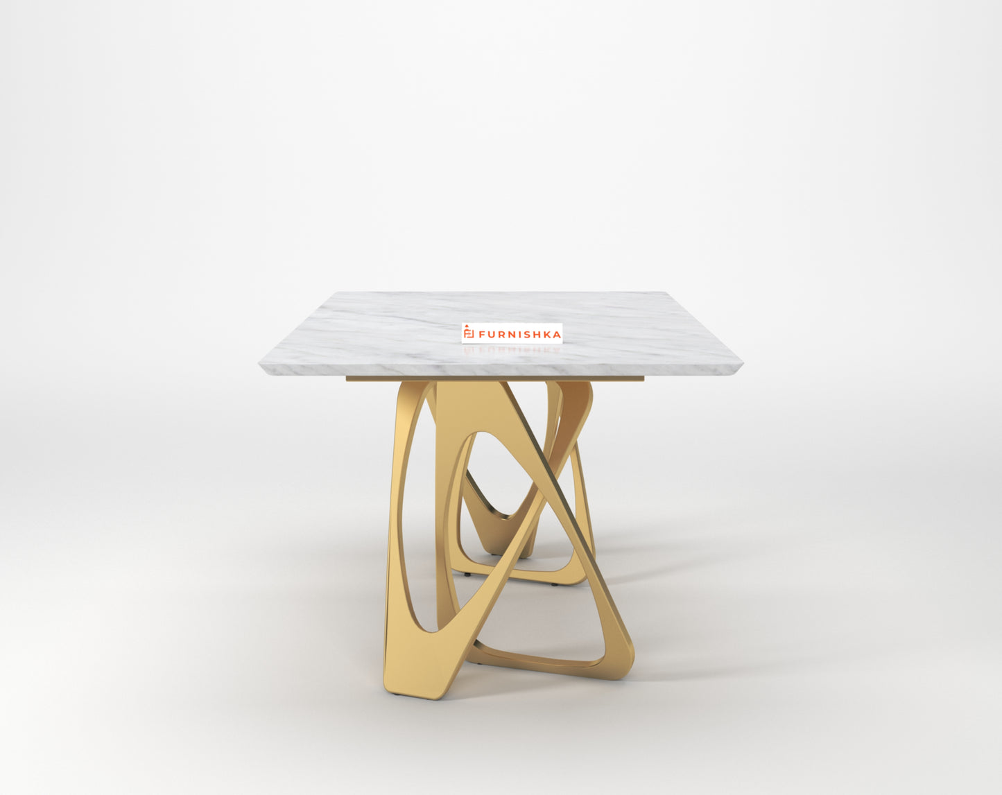 Dolce Dining Table with White Engineered Marble Top - 6 Seater