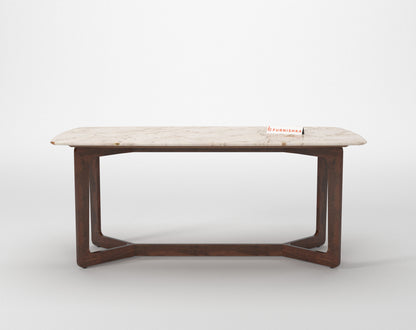 Vetra Compact Dining Table with Rosalia Gold Engineered Marble Sandwich Top - 6 Seater