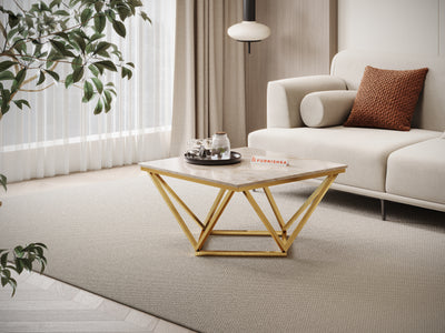 Solaia Coffee Table with Australian Onyx Top in Gold finish