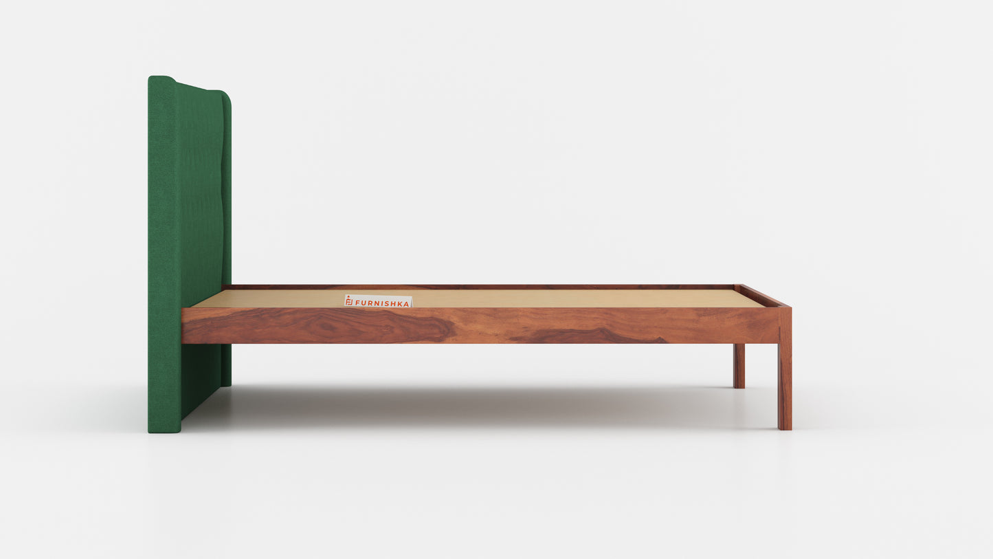 Samawi Sheesham Wood bed with Upholstered headboard Non Storage King Size