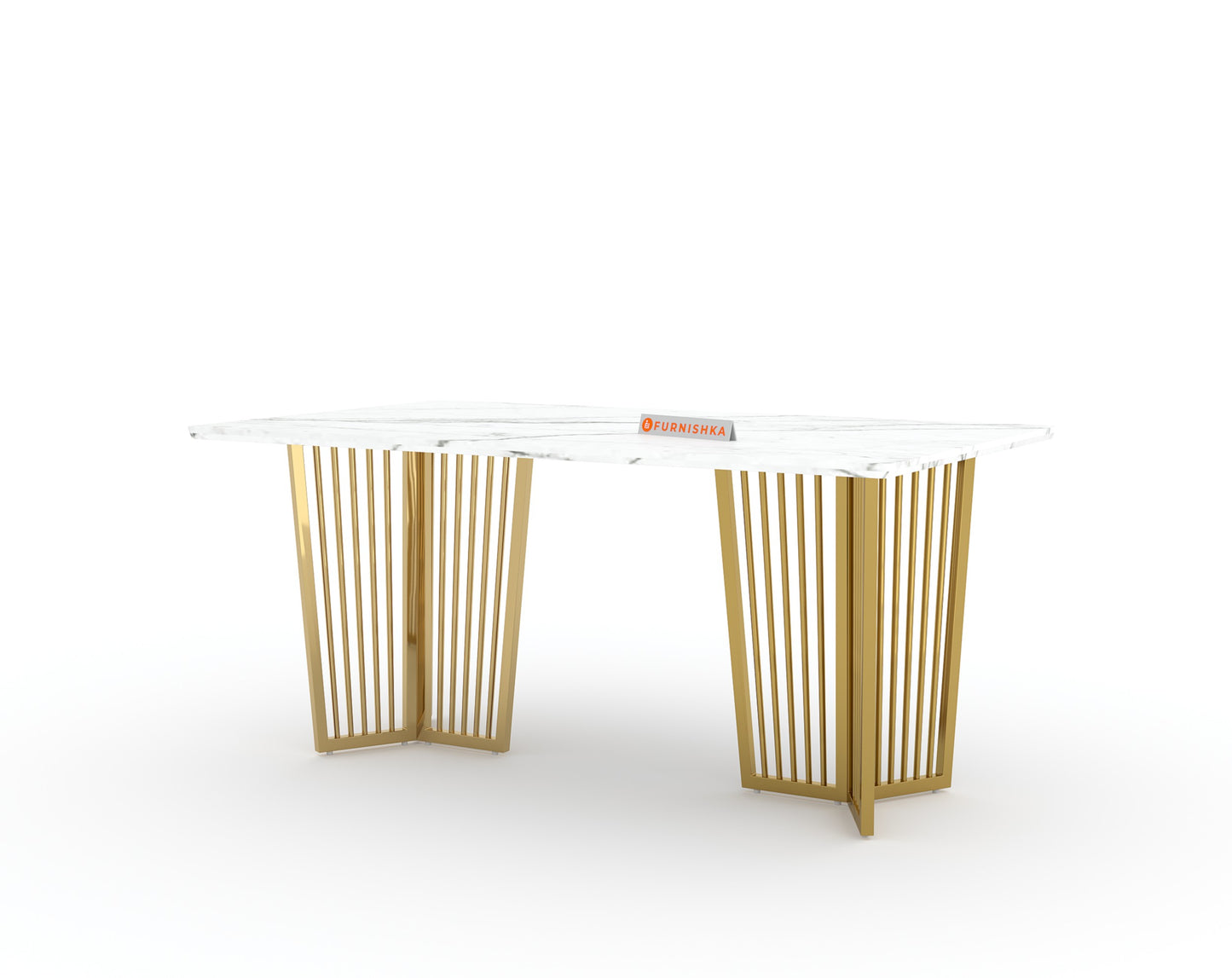 Barolo Dining Table with White Engineered Marble Top - 4 Seater