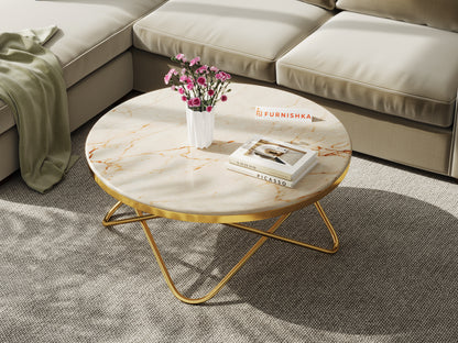 Clos Coffee Table with ROSALIA GOLD Marble Top in  Gold Finish