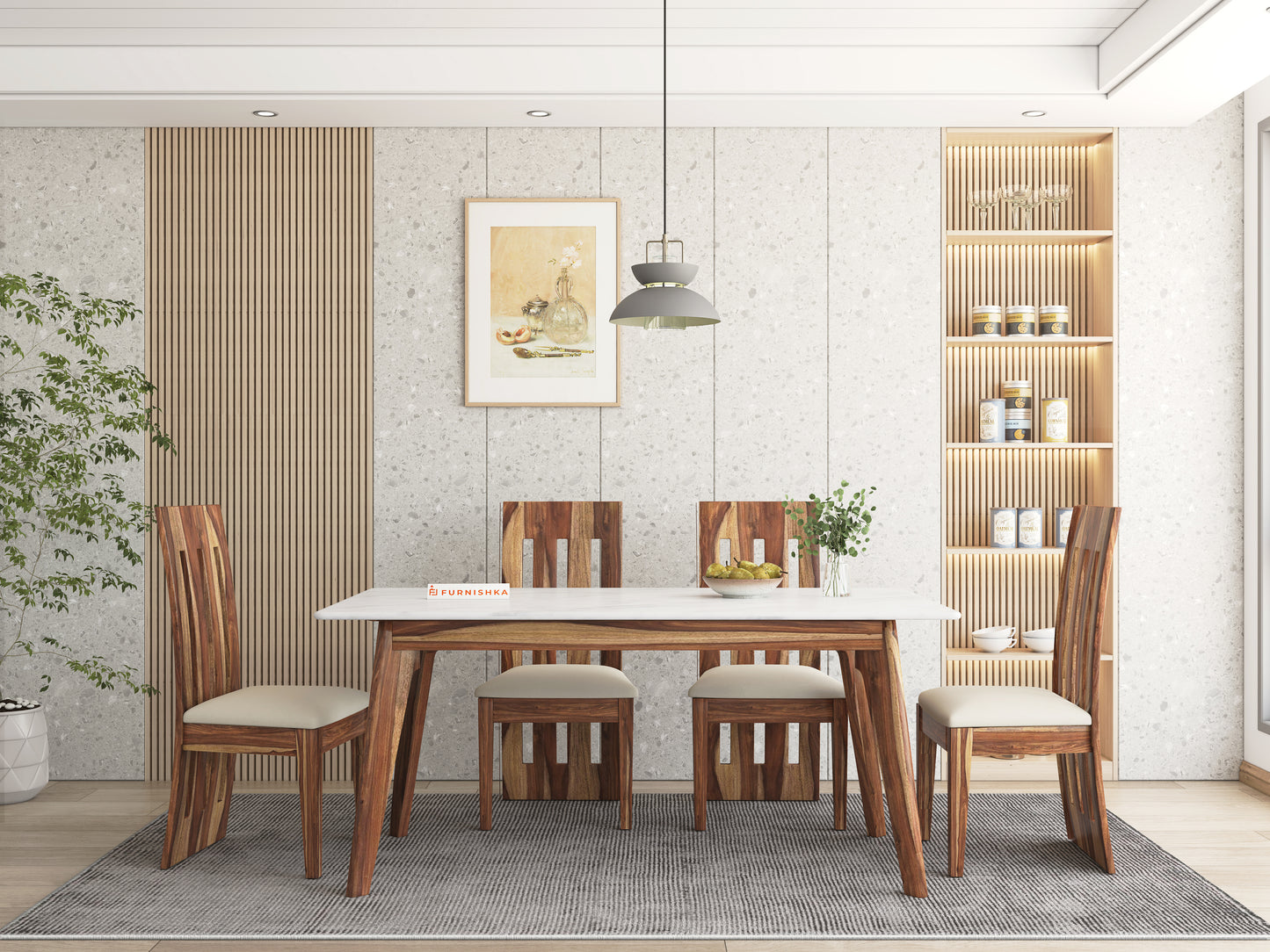 Vedh(Agar) Indian Marble Top 4 Seater Dining Table