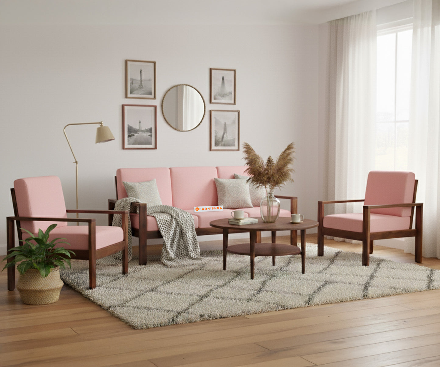 Halle sofa - 3+1+1 Sofa Flamingo Pink