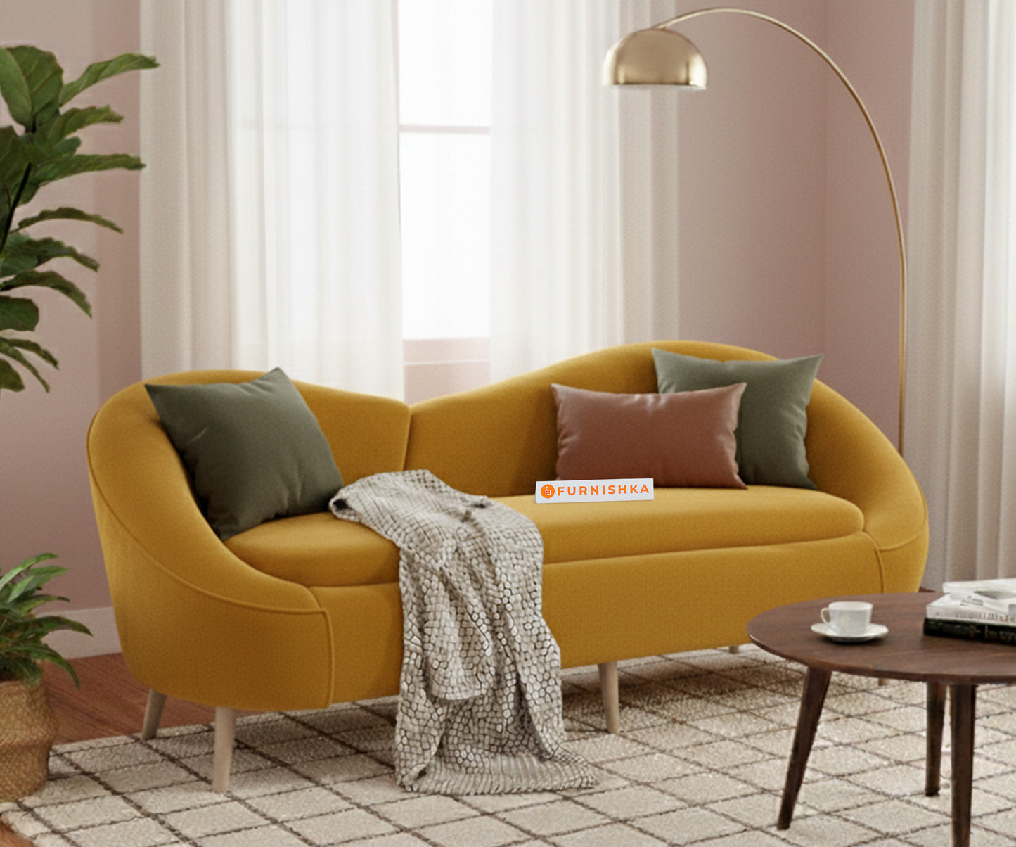 Hana Sofa 3 Seater  Mustard Yellow