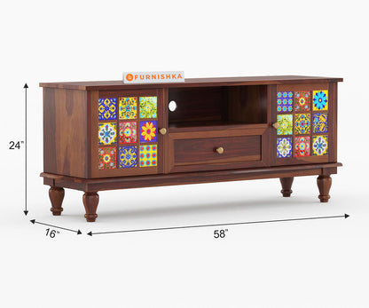 Jax Sheesham Wood Tv Cabinets with Drawers and Storage