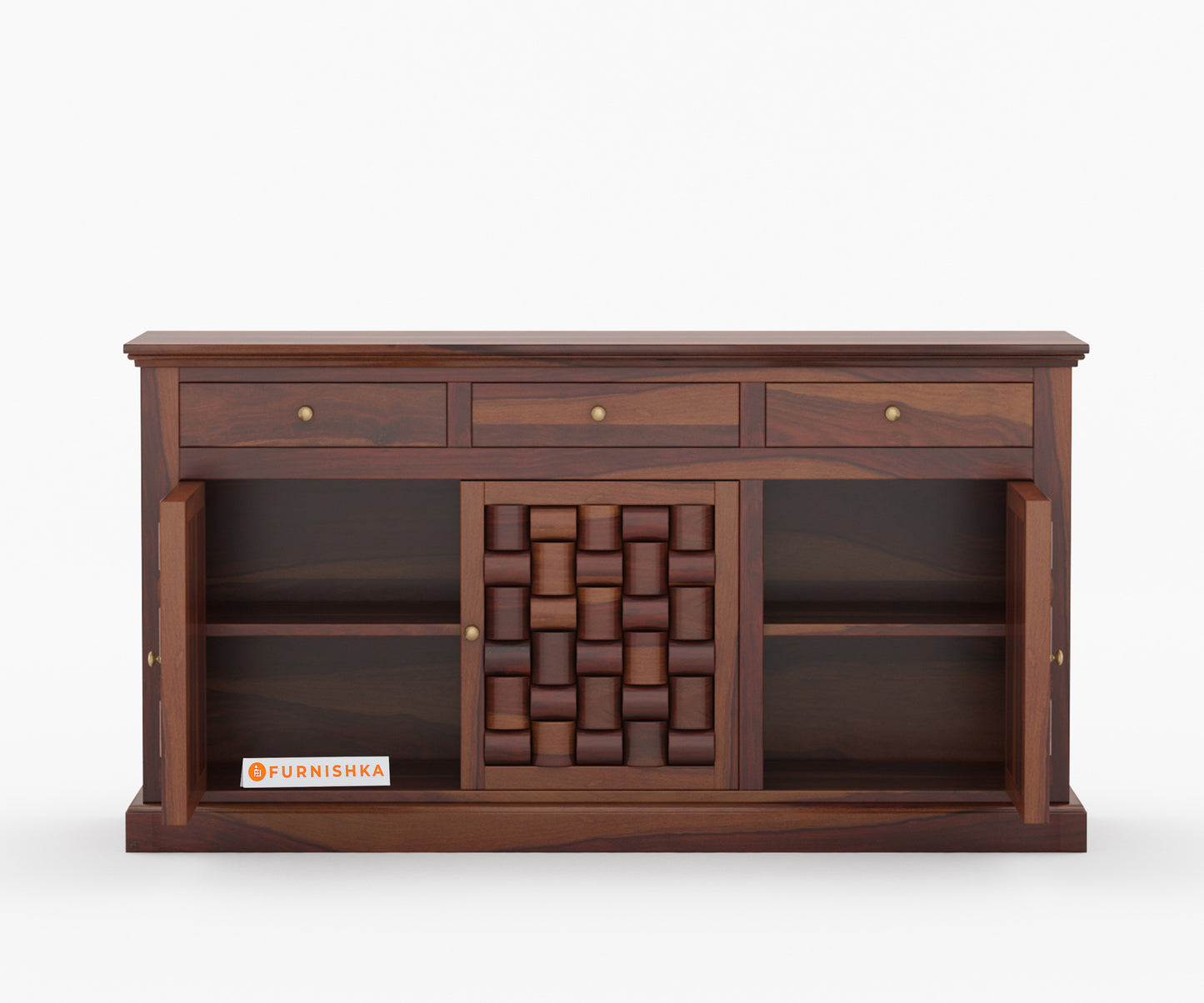Lenio Sheesham Wood Triple Door Chest of Drawer