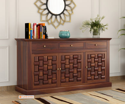 Lenio Sheesham Wood Triple Door Chest of Drawer