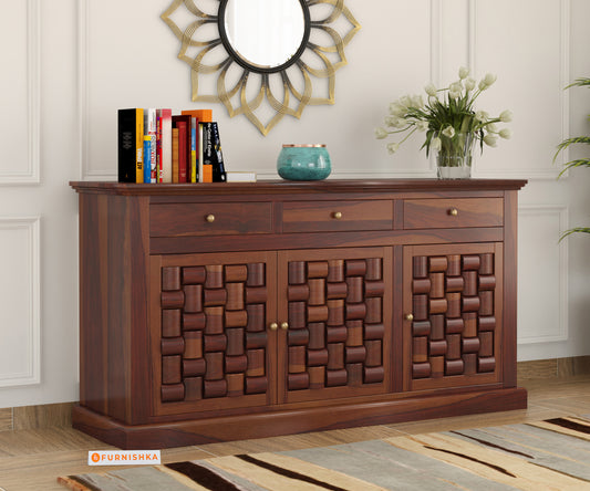 Lenio Sheesham Wood Triple Door Chest of Drawer