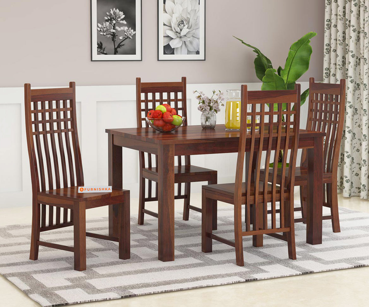 Ellen 4 Seater Dining Set with Cushion Chairs