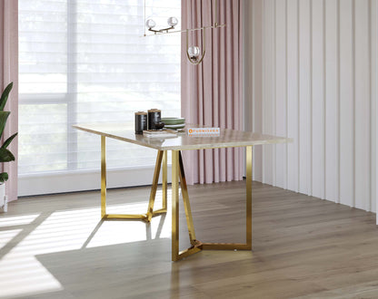 Olzaa Dining Table with Australian Onyx Top - 6 Seater - Furnishka 