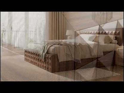 Nisha Queen Size Sheesham Bed - Hydraulic Storage