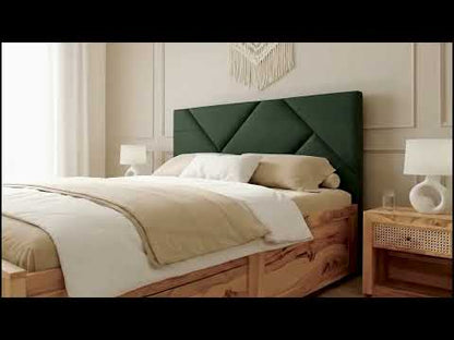 Agatha Real Teak Wood Hydraulic Bed King Size Pine Green