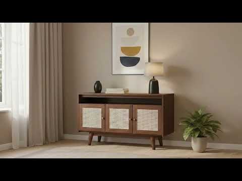 Mike Acacia Wood Triple Door Chest of Drawers