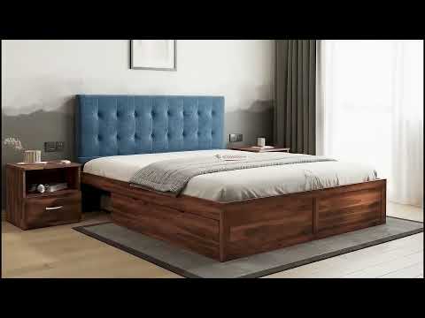 Irene Sheesham Wood bed with Upholstered headboard Non Storage Queen Size