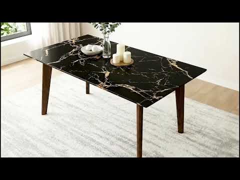 Vedh(Agar) Dining Table with White Engineered Marble Top - 4 Seater