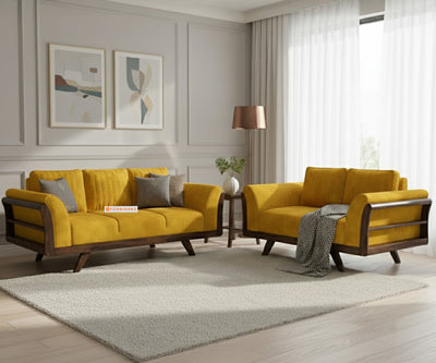 Sahara 3+2 Seater Sofa Set Mustard Yellow