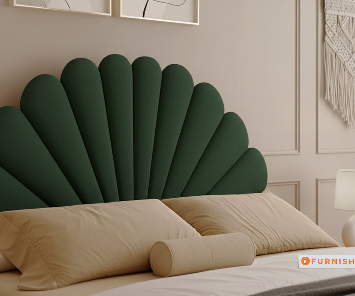 Satin Real Teak wood Hydraulic Bed King Size - Pine Green