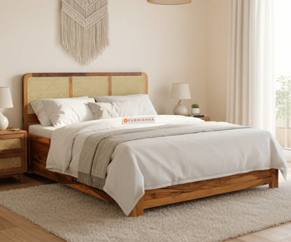 Tamara Real Teak Solid Wood Hydraulic Bed Queen Size
