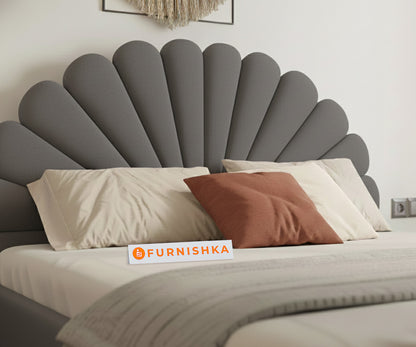 Satin Fabric bed with Uphold Hydraulic Storage Space Grey - Queen Size