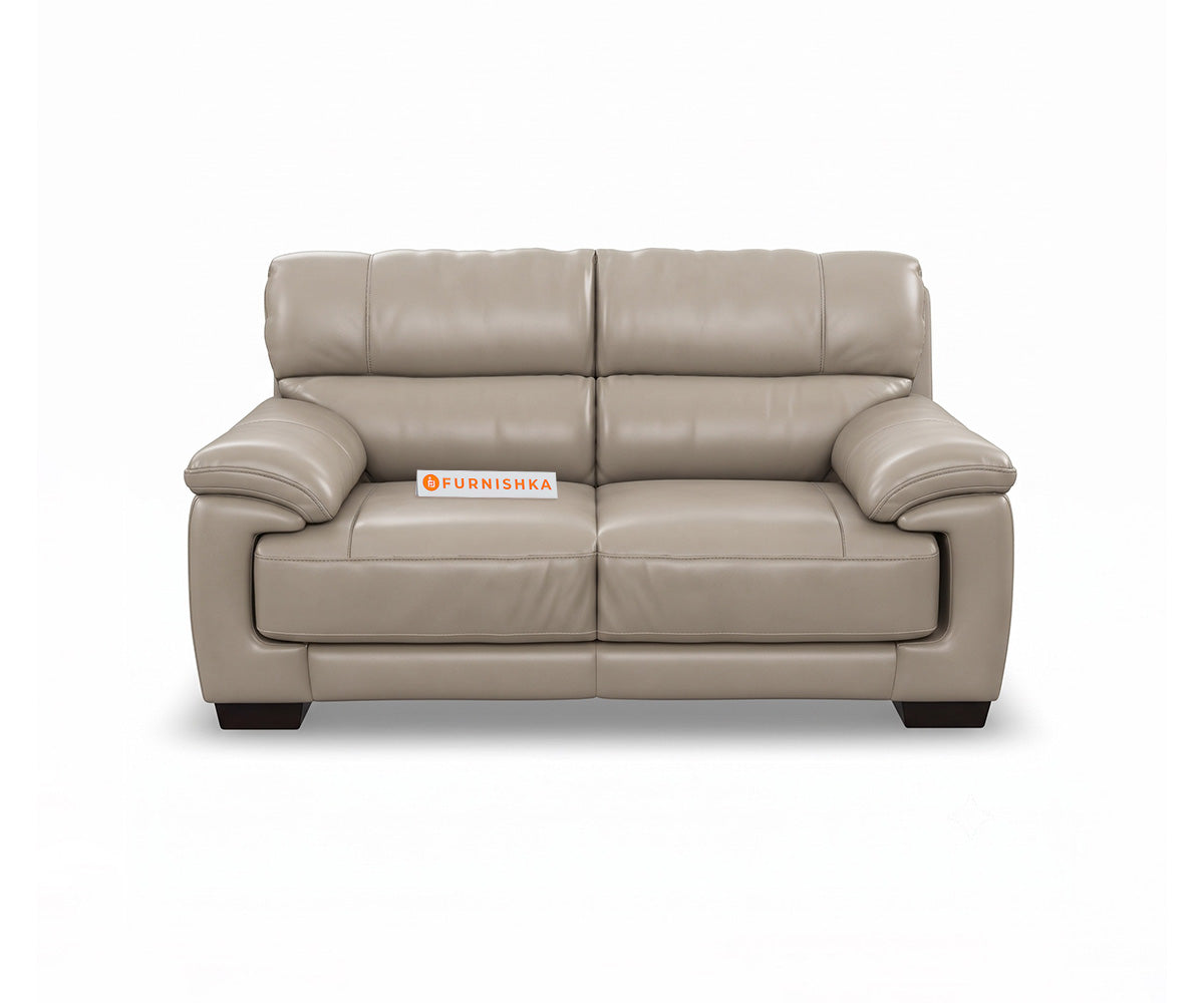 Derby 2 Seater Leather Sofa in Silver