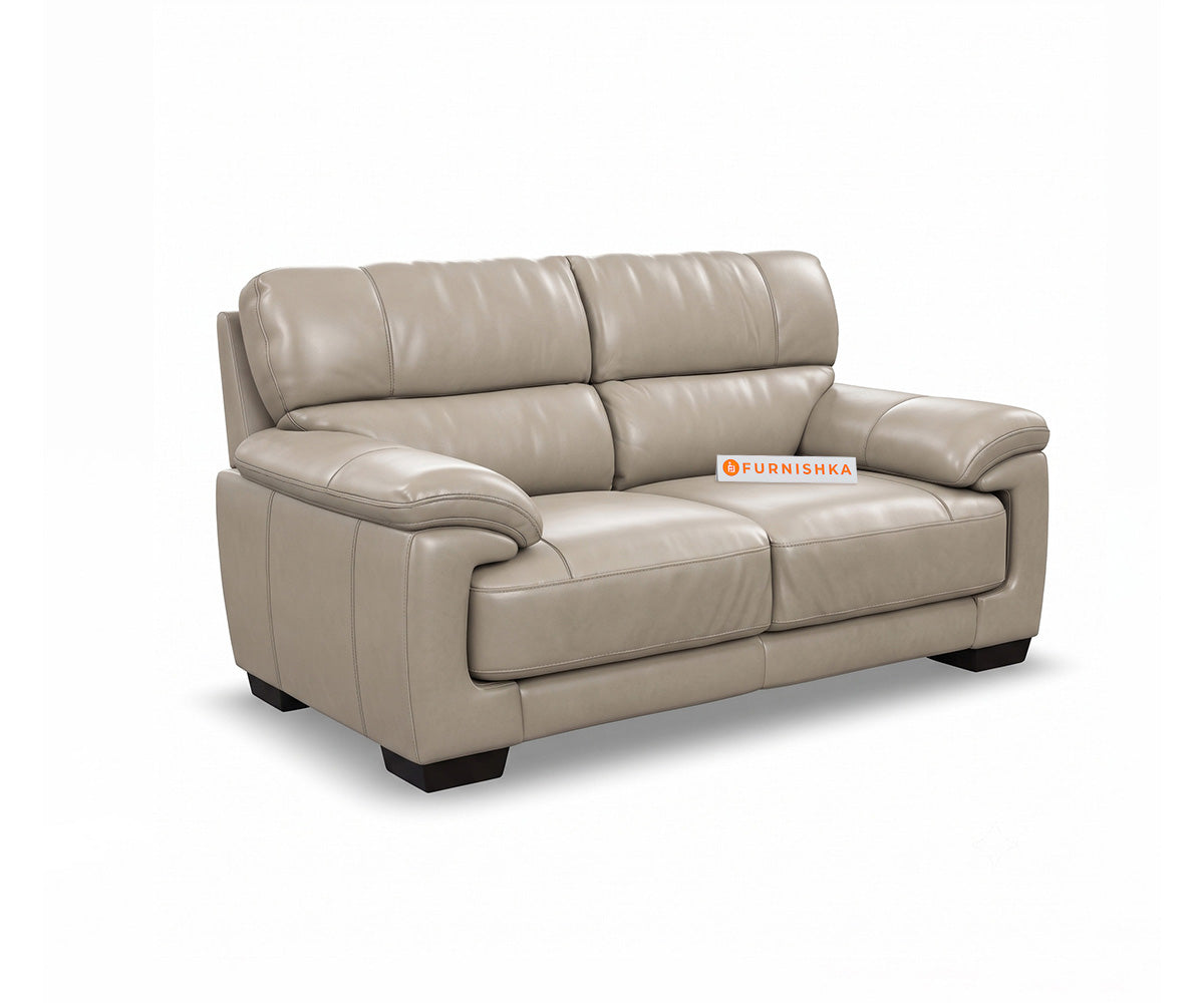 Derby 2 Seater Leather Sofa in Silver